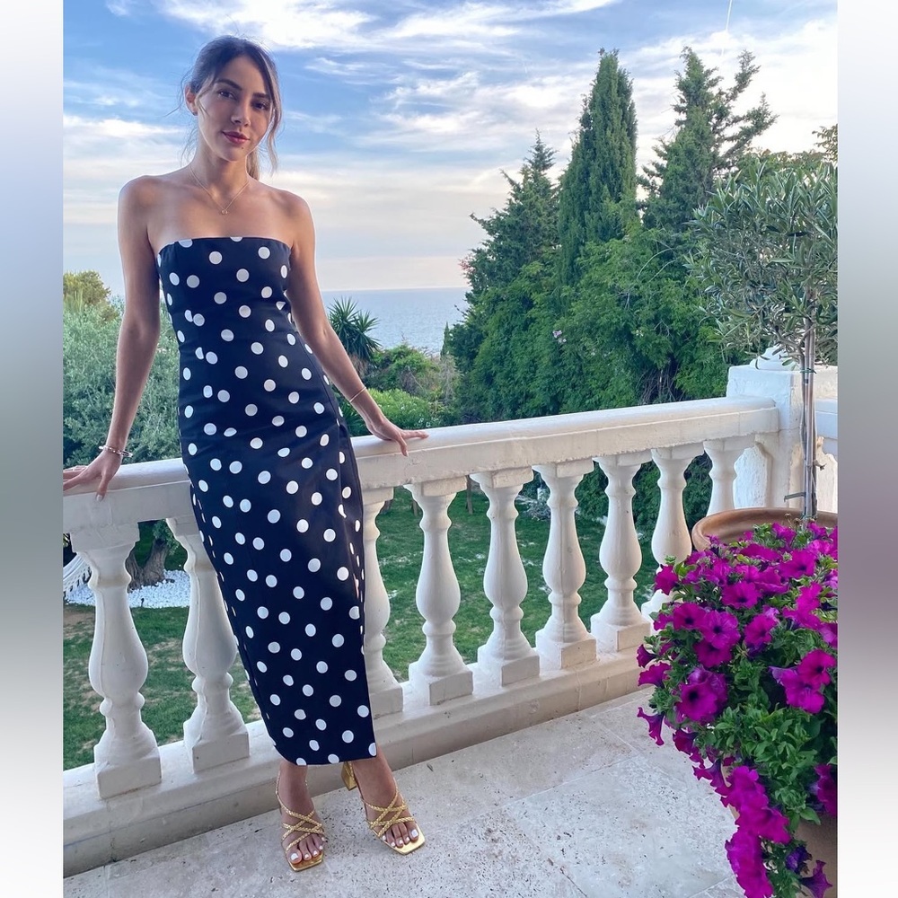 Zara ZW Collection Strapless Polka Dot Dress
